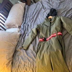 Green ski suit. Loved it but was too small for me